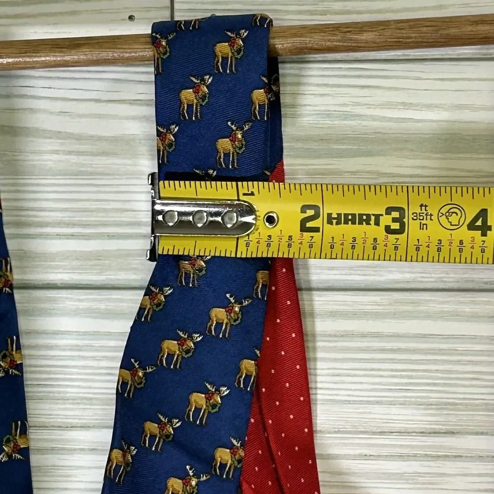 Tommy Hilfiger Blue Christmas Lights Moose Polka‎ Dot Tail Silk Classic Tie 58
